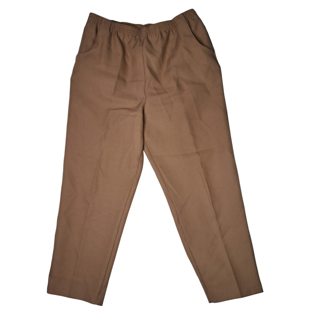Haband Women's 18 PET Tan Pull-On Pants Pockets Stretch Comfort Straight Leg
